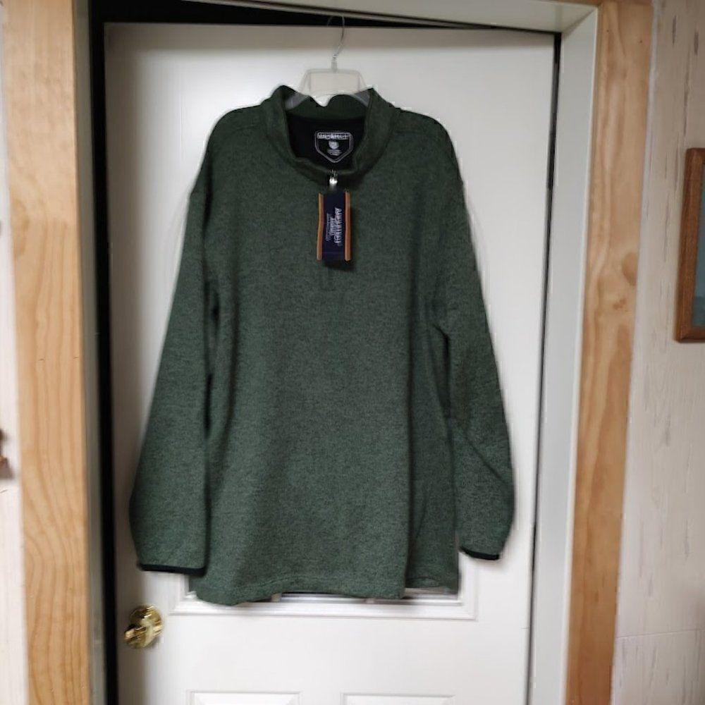 New Architect Hunter Green Knit Fleece 1/4 Zip Pullover Men's XL Tall